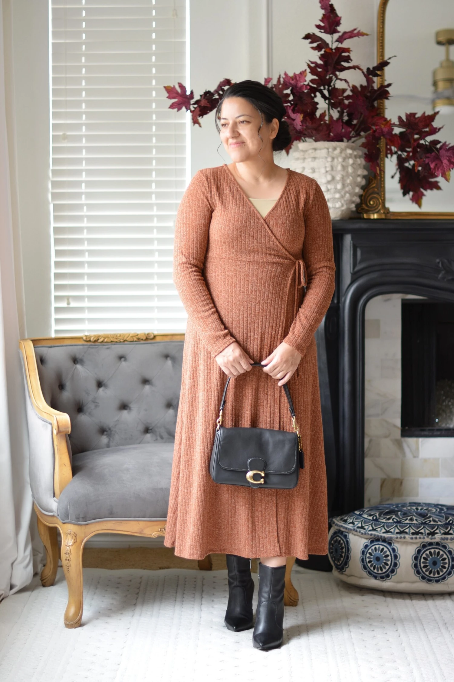 Gissi Rust Ribbed Wrap Dress 9 Gissi Rust Ribbed Wrap Dress - Image 7