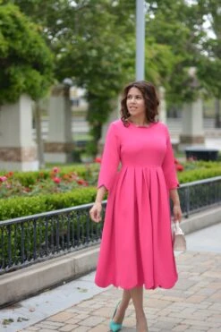 Berlin Scalloped Fuchsia Pink Dress -Women Dresses Store AE6AD31A 56A9 49B3 BAAF CDE0DC27DB0E