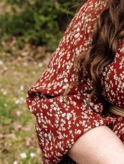 Asher Burgundy Floral Textured Dress -Women Dresses Store AEF78939 65E0 4F05 AFEE D3C1E8458E13