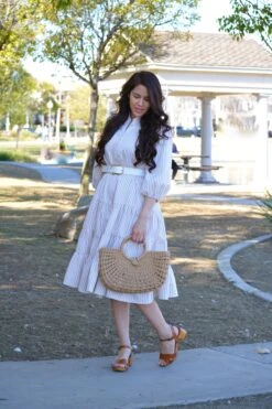 Katrice Tan Gingham Dress