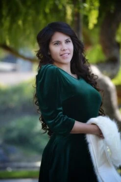 Capri Emerald Velvet Puff Sleeve Dress -Women Dresses Store B65E09F7 50E5 4CD0 9C2A 163851606EE9