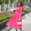 Berlin Scalloped Fuchsia Pink Dress