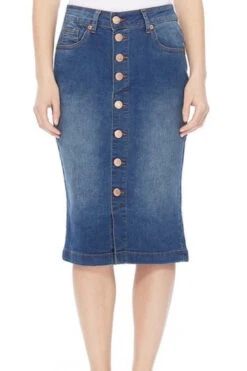 Raegan Button Vintage Wash Denim Skirt -Women Dresses Store B9657469 246B 4B18 89E6 A3AA84003462