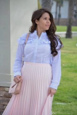 Cristela Blue Striped 100% Cotton Top -Women Dresses Store B9B489A8 98EE 41F8 AC60 91C7291D1F4A