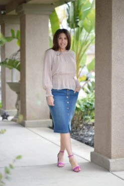 Raegan Button Vintage Wash Denim Skirt -Women Dresses Store BB2DD8B1 DEC8 47F0 BDB4 AED3973A4FB8