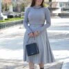 Cheri Gray Pleated Skirt