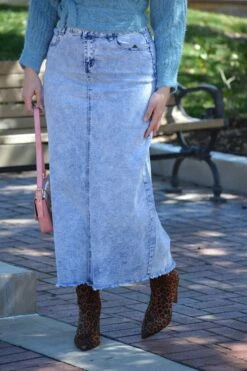 Sofia Acid Wash Maxi Length Denim Skirt -Women Dresses Store C521034D E5D3 4235 B0CF DE1A4113246F