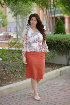 Justine Terra Cotta Denim Skirt -Women Dresses Store C6D8D396 A33A 4B6B 808E 1A1A62C701DE