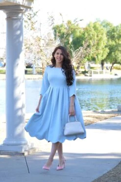 Berlin Sky Blue Scalloped Dress