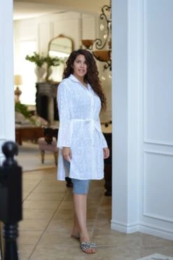 Aya Cotton White Eyelet Duster -Women Dresses Store C8E771C3 347D 4CF9 9D3E BD96345E2CFC
