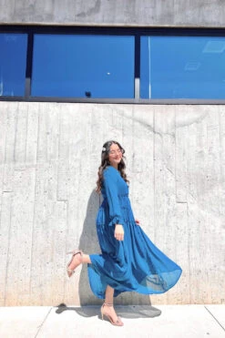 Rhodes Teal Maxi Dress