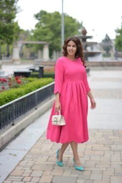 Berlin Scalloped Fuchsia Pink Dress -Women Dresses Store CB954F02 0599 4A14 BBD9 A018B861A313