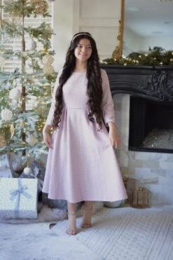 Asos Pink Houndstooth Midi Dress -Women Dresses Store D2356614 7715 41CC 9B77 E77F7F9B51F7