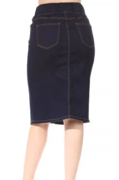 Justine Dark Denim Faux Buttoned Skirt -Women Dresses Store D35CBD7E 30B0 4617 8201 EF2717633BC0
