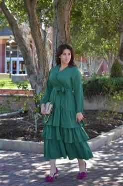 Lindos Green Textured Ruffled Maxi Dress -Women Dresses Store D9B95B75 7E6B 40EA B2D3 341992F36EF3 91299ba6 a35a 47a4 91e0 f1718a7dd704