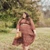 Asher Burgundy Floral Textured Dress