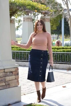 Chania Dark Denim Buttoned Skirt (Skirt Society Exclusive) -Women Dresses Store E188273E C850 4379 B97E CABBA13413CB 5b35be91 1237 4f68 a626 5eb9b50089b0