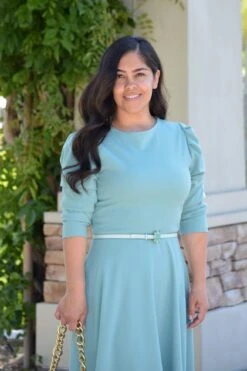 Capri Minty Blue Puff Sleeve Dress -Women Dresses Store E351FBFA BA7E 4F19 8D0D 41195F28E536