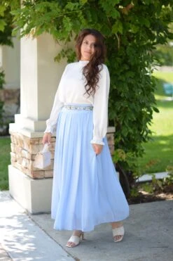 Solar Sky Blue Maxi Skirt -Women Dresses Store E57896E7 A9E3 4C86 954B 2E4CBB035964
