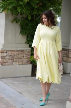 Berlin Scalloped Yellow Dress -Women Dresses Store E59B1587 9A00 4184 AAB4 23AE53C8DABC