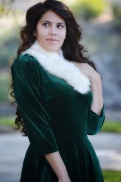 Capri Emerald Velvet Puff Sleeve Dress -Women Dresses Store E800BD74 6A7C 4C89 9D38 61E0E4BF328C