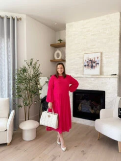 Emma Fuchsia Pink Pleated Dress