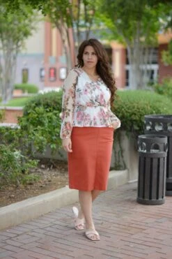 Justine Terra Cotta Denim Skirt -Women Dresses Store EFDE323B 2378 43D7 9162 1AAB2A2608C3