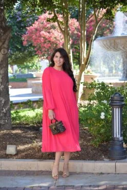 Emma Fuchsia Pink Pleated Dress -Women Dresses Store F1F9F051 1313 49E7 AFC2 D29E9054CBCB