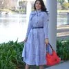 Antalya Blue Striped Cotton Dress
