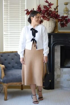 Silvia Camel Aline Ribbed Knit Skirt -Women Dresses Store F36319EF DF03 45A3 96AA ECE8BBFADF2D