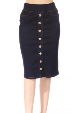 Justine Dark Denim Faux Buttoned Skirt -Women Dresses Store F40A3DA3 823D 4AD9 BE21 D543744BE5A6