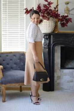 Silvia Camel Aline Ribbed Knit Skirt -Women Dresses Store F61264D5 4AA8 4CBB 9AAF D0AE53781D5C