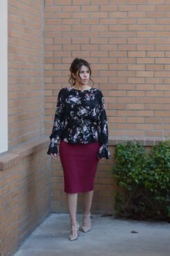 Penelope Cabernet Pencil Skirt -Women Dresses Store F7304D03 2331 488B 9B6E C29D941B9136