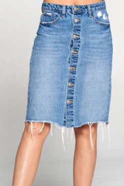 Deanna Structured Buttoned Denim Skirt -Women Dresses Store FED0C567 EB81 4FCC 83CA 60B7B0A6ACE6