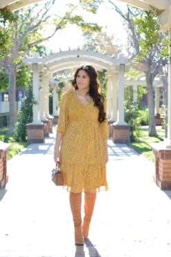 Theodora Mustard Floral Midi Dress -Women Dresses Store Facetune 02 01 2024 13 47 52