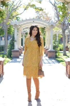 Theodora Mustard Floral Midi Dress -Women Dresses Store Facetune 02 01 2024 13 48 16