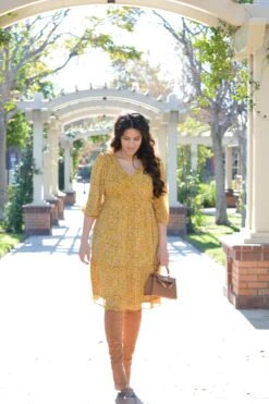 Theodora Mustard Floral Midi Dress -Women Dresses Store Facetune 02 01 2024 13 48 32