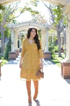 Theodora Mustard Floral Midi Dress -Women Dresses Store Facetune 02 01 2024 13 48 52