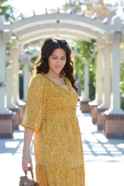 Theodora Mustard Floral Midi Dress -Women Dresses Store Facetune 02 01 2024 13 49 40