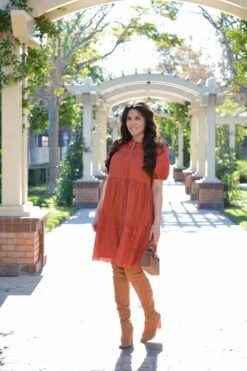 Luna Rust Cotton Eyelet Dress -Women Dresses Store Facetune 02 01 2024 15 01 40