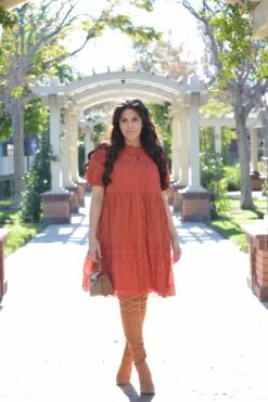 Luna Rust Cotton Eyelet Dress -Women Dresses Store Facetune 02 01 2024 15 02 03