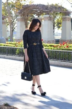 Asos Black Tweed Midi Dress -Women Dresses Store Facetune 02 12 2023 17 21 26