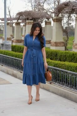 Anne Dark Denim Midi Dress