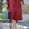 Henley Deep Red Satin Skirt