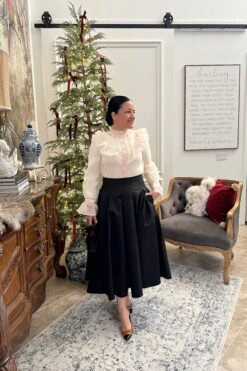 Janae Black Taffeta Woven Full Midi Skirt -Women Dresses Store Facetune 08 11 2024 16 33 37