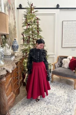 Janae Red Taffeta Full Midi Skirt -Women Dresses Store Facetune 08 11 2024 16 46 21