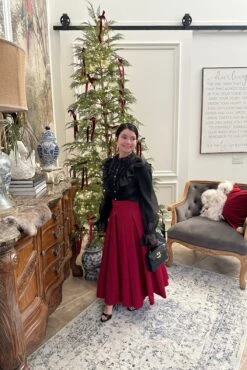 Janae Red Taffeta Full Midi Skirt -Women Dresses Store Facetune 08 11 2024 16 46 40