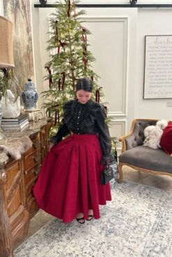 Janae Red Taffeta Full Midi Skirt -Women Dresses Store Facetune 08 11 2024 16 46 55