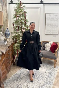 Laila Black Cotton Classic Midi Dress -Women Dresses Store Facetune 09 11 2024 16 52 56