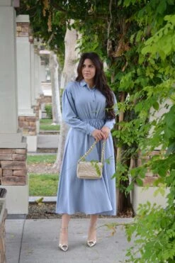 Matilda Dusty Blue Buttoned Dress -Women Dresses Store Facetune 16 09 2023 14 01 35